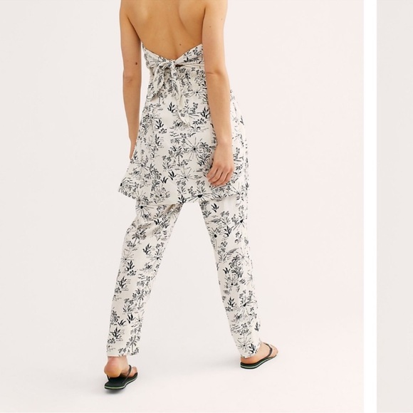 Free Peoplee This Is Love Black Icory Cream Linen Blend Strapless Tunic Top - Picture 2 of 10